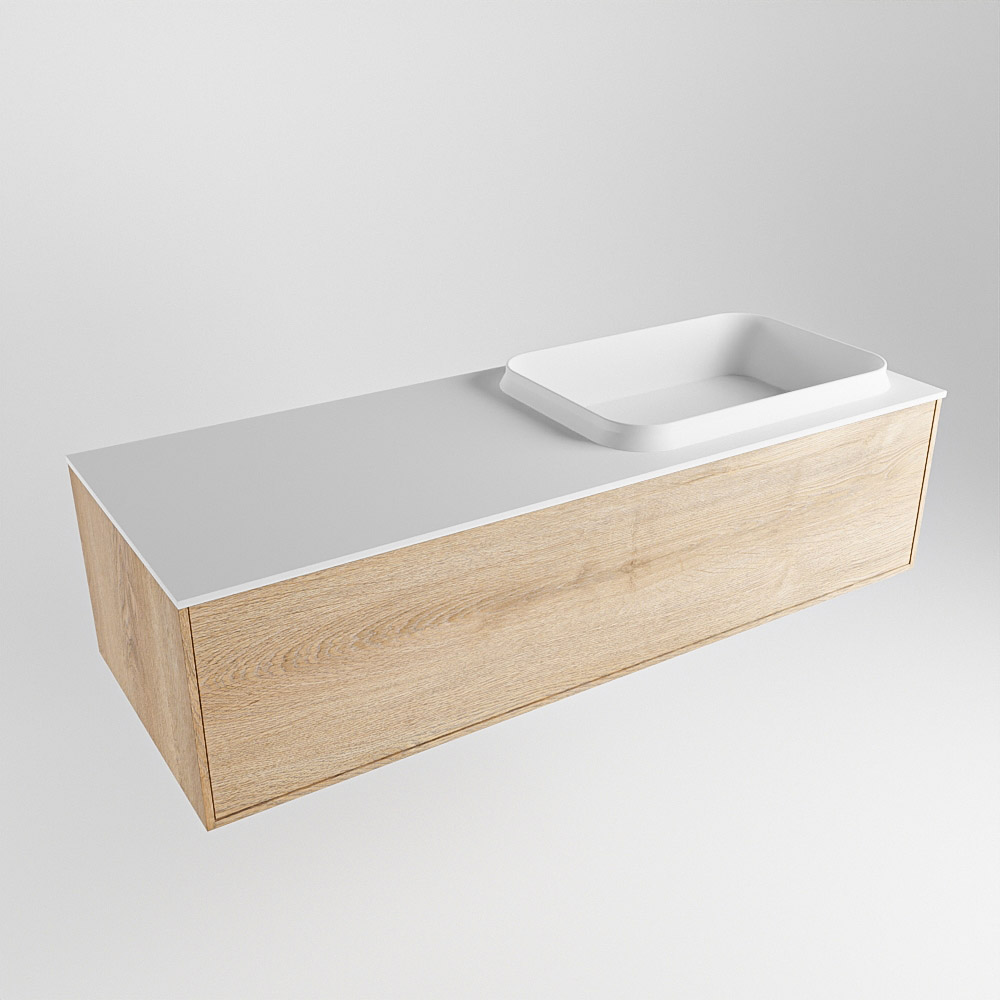 MONDIAZ ERIN 120cm mueble de baño color Washed Oak 1 cajón. Lavabo RIDGE Derecho 1 orificio color Talc. 4 MONDIAZ ERIN 120cm mueble de baño color Washed Oak 1 cajón. Lavabo RIDGE Derecho 1 orificio color Talc. - Imagen 4
