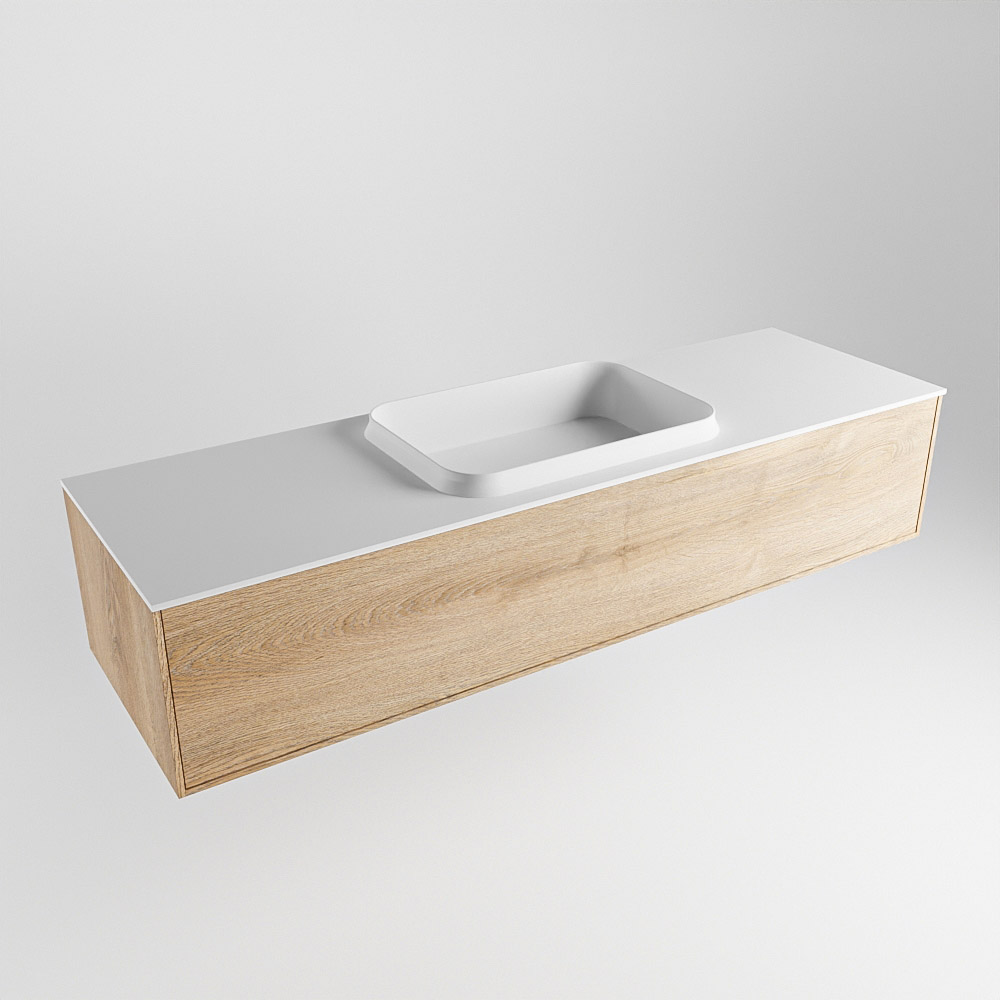 MONDIAZ ERIN 150cm mueble de baño color Washed Oak 1 cajón. Lavabo RIDGE Centro 1 orificio color Talc. 4 MONDIAZ ERIN 150cm mueble de baño color Washed Oak 1 cajón. Lavabo RIDGE Centro 1 orificio color Talc. - Imagen 4
