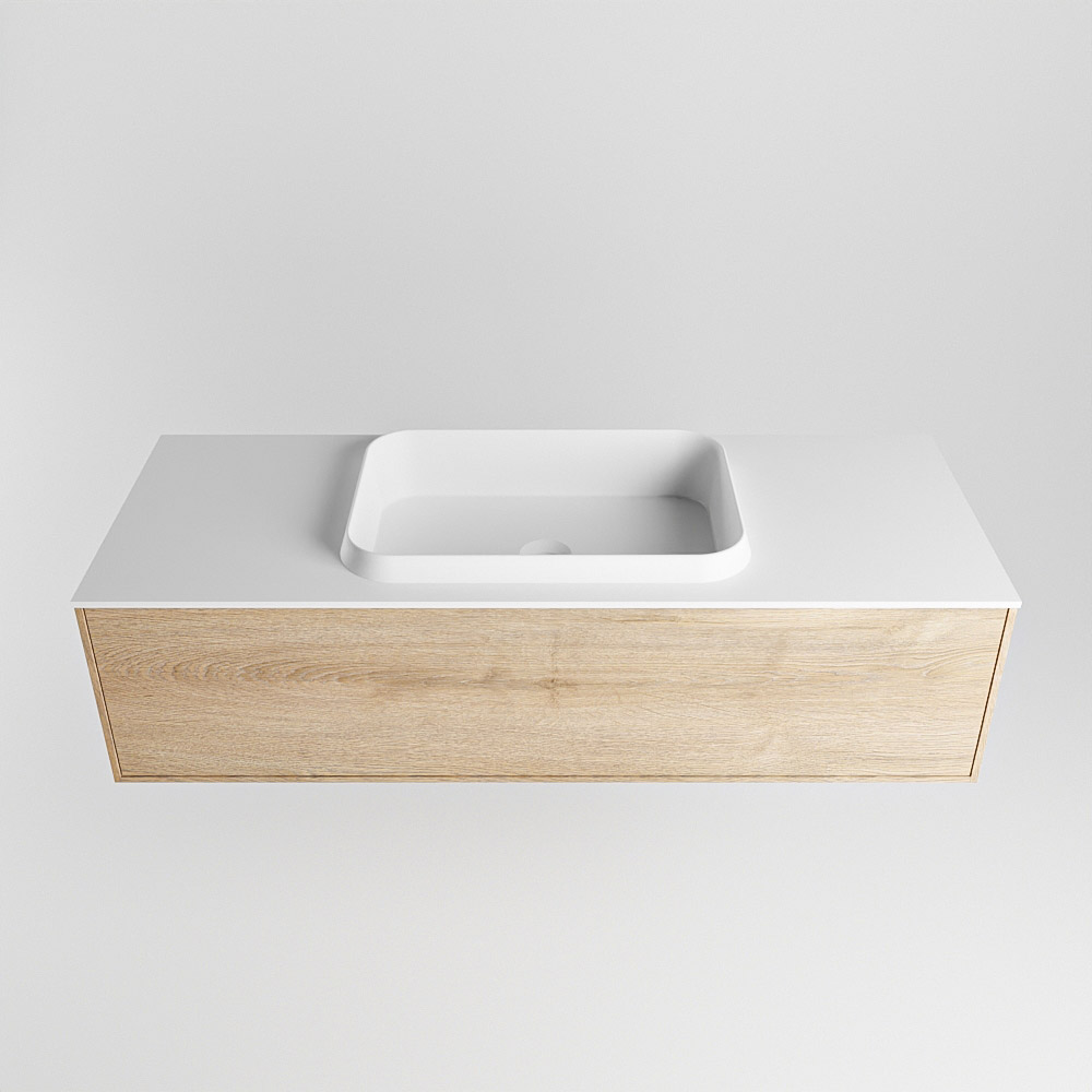 MONDIAZ ERIN 120cm mueble de baño color Washed Oak 1 cajón. Lavabo RIDGE Centro sin orificio color Talc. 5 MONDIAZ ERIN 120cm mueble de baño color Washed Oak 1 cajón. Lavabo RIDGE Centro sin orificio color Talc. - Imagen 5