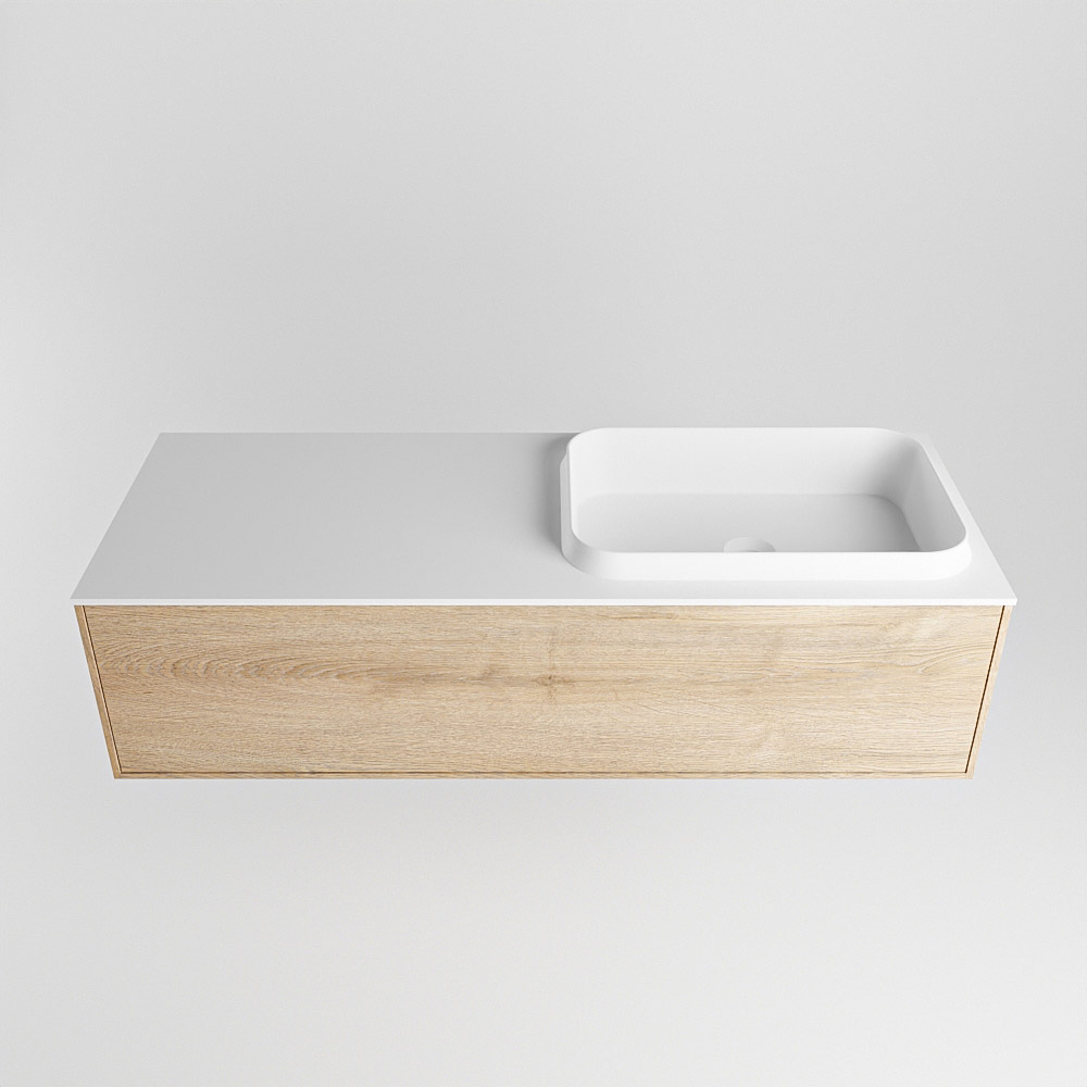 MONDIAZ ERIN 120cm mueble de baño color Washed Oak 1 cajón. Lavabo RIDGE Derecho 1 orificio color Talc. 5 MONDIAZ ERIN 120cm mueble de baño color Washed Oak 1 cajón. Lavabo RIDGE Derecho 1 orificio color Talc. - Imagen 5