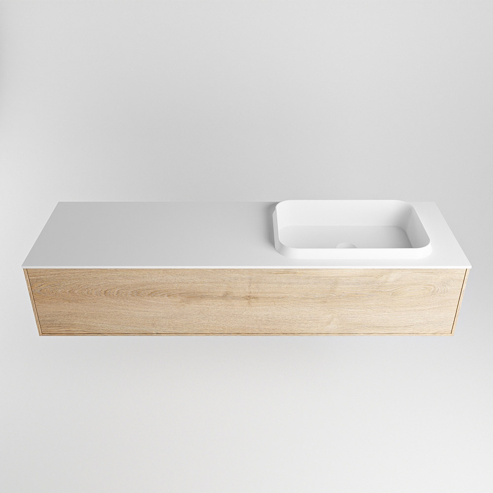 MONDIAZ ERIN 150cm mueble de baño color Washed Oak 1 cajón. Lavabo RIDGE Derecho sin orificio color Talc. 5 MONDIAZ ERIN 150cm mueble de baño color Washed Oak 1 cajón. Lavabo RIDGE Derecho sin orificio color Talc. - Imagen 5