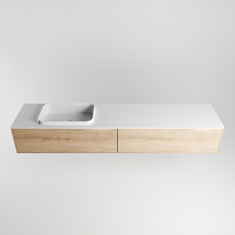 MONDIAZ ERIN 200cm mueble de baño color Washed Oak 2 cajones. Lavabo RIDGE Izquierda sin orificio color Talc. 5 MONDIAZ ERIN 200cm mueble de baño color Washed Oak 2 cajones. Lavabo RIDGE Izquierda sin orificio color Talc. - Imagen 5