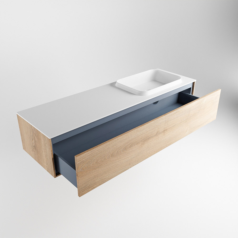 MONDIAZ ERIN 150cm mueble de baño color Washed Oak 1 cajón. Lavabo RIDGE Derecho sin orificio color Talc. 6 MONDIAZ ERIN 150cm mueble de baño color Washed Oak 1 cajón. Lavabo RIDGE Derecho sin orificio color Talc. - Imagen 6