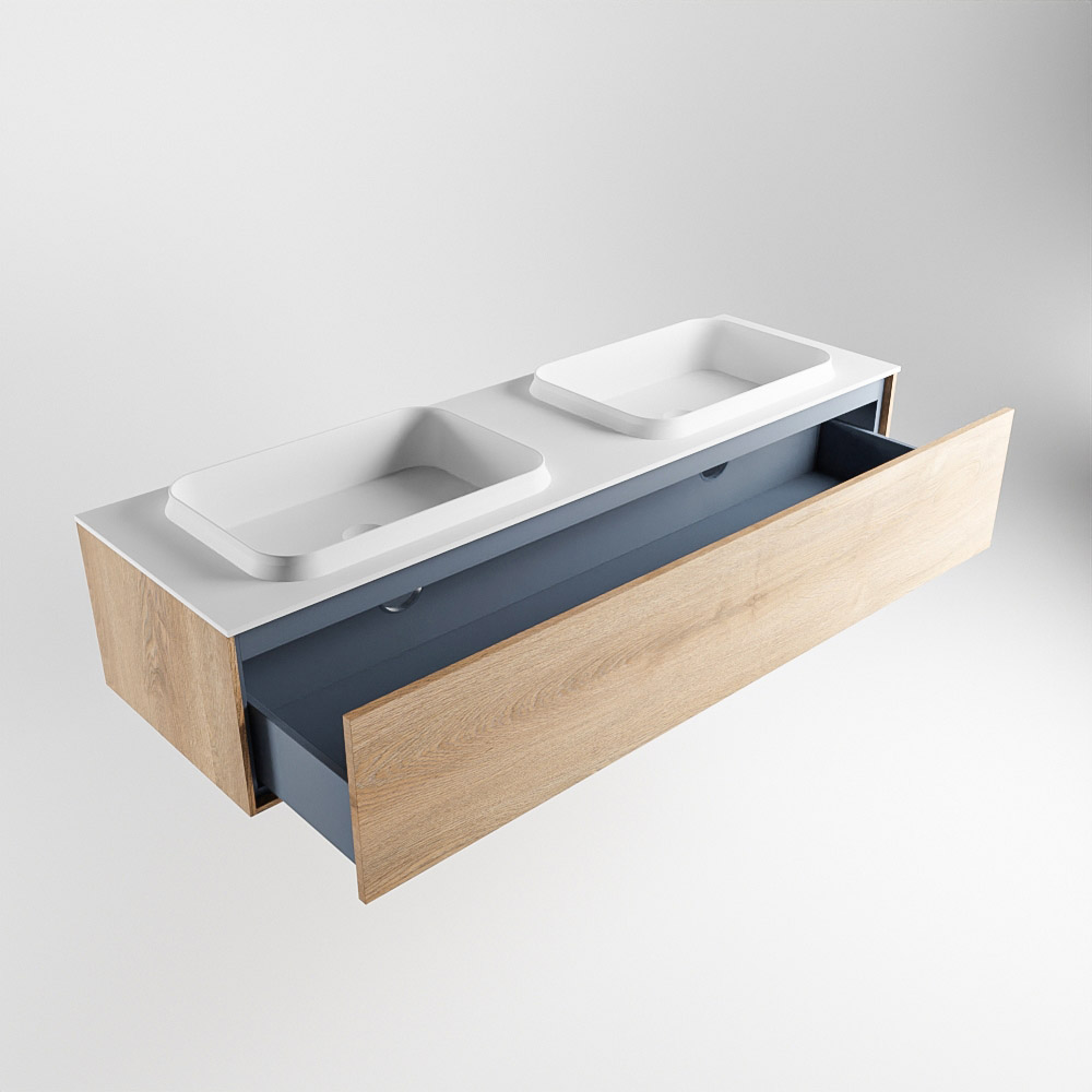 MONDIAZ ERIN 150cm mueble de baño color Washed Oak 1 cajón. Lavabo RIDGE Doble sin orificio color Talc. 6 MONDIAZ ERIN 150cm mueble de baño color Washed Oak 1 cajón. Lavabo RIDGE Doble sin orificio color Talc. - Imagen 6