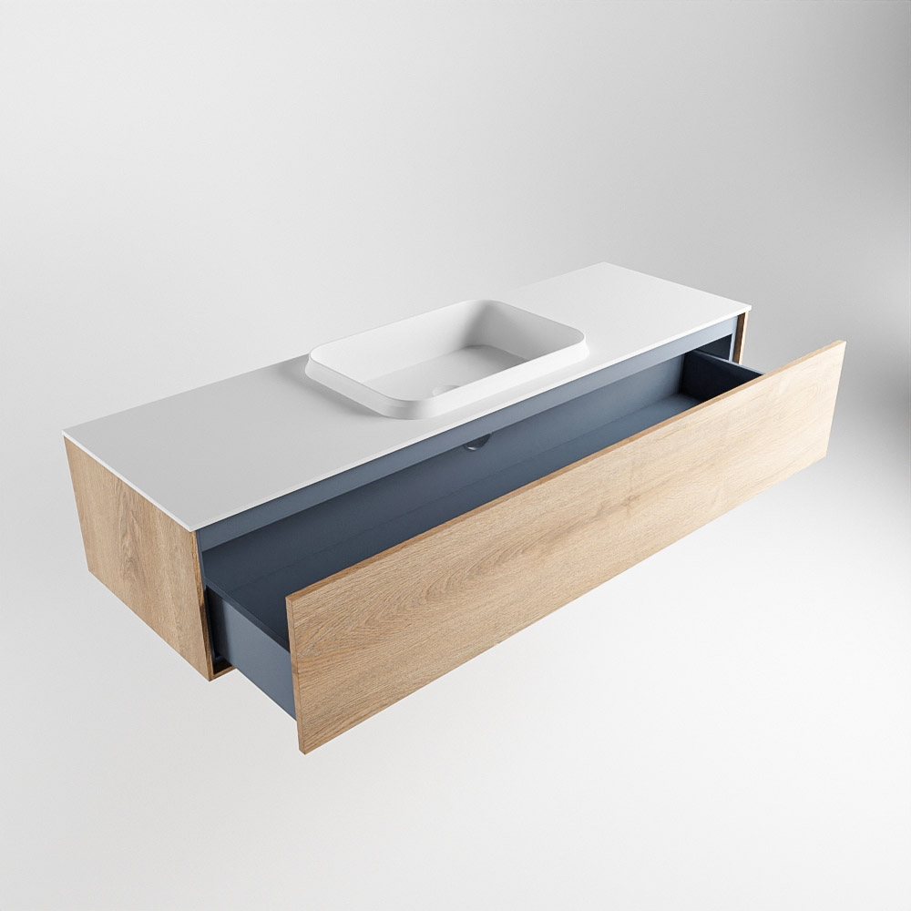 MONDIAZ ERIN 150cm mueble de baño color Washed Oak 1 cajón. Lavabo RIDGE Centro 1 orificio color Talc. 6 MONDIAZ ERIN 150cm mueble de baño color Washed Oak 1 cajón. Lavabo RIDGE Centro 1 orificio color Talc. - Imagen 6