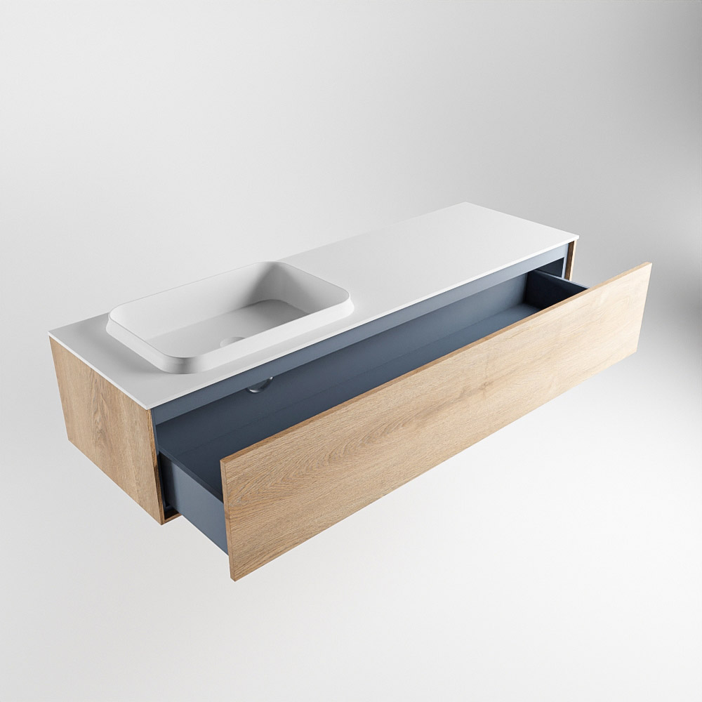 MONDIAZ ERIN 150cm mueble de baño color Washed Oak 1 cajón. Lavabo RIDGE Izquierda 1 orificio color Talc. 6 MONDIAZ ERIN 150cm mueble de baño color Washed Oak 1 cajón. Lavabo RIDGE Izquierda 1 orificio color Talc. - Imagen 6