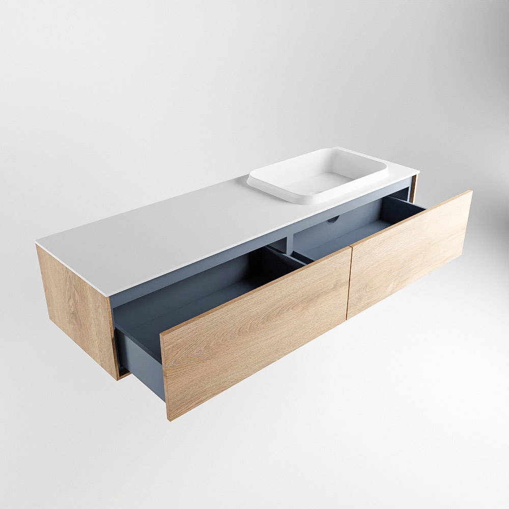 MONDIAZ ERIN 150cm mueble de baño color Washed Oak 2 cajones. Lavabo RIDGE Derecho 1 orificio color Talc. 6 MONDIAZ ERIN 150cm mueble de baño color Washed Oak 2 cajones. Lavabo RIDGE Derecho 1 orificio color Talc. - Imagen 6