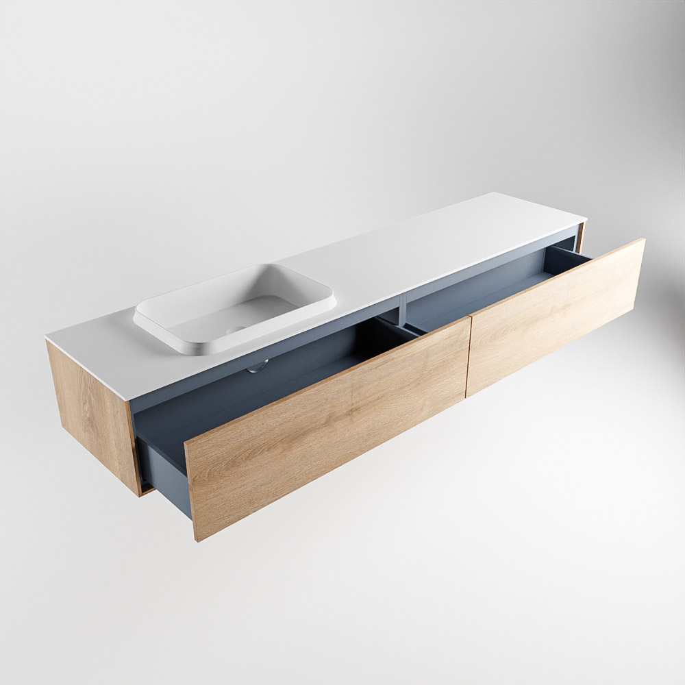 MONDIAZ ERIN 200cm mueble de baño color Washed Oak 2 cajones. Lavabo RIDGE Izquierda sin orificio color Talc. 6 MONDIAZ ERIN 200cm mueble de baño color Washed Oak 2 cajones. Lavabo RIDGE Izquierda sin orificio color Talc. - Imagen 6