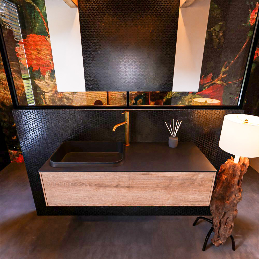 MONDIAZ ERIN 120cm mueble de baño color Washed Oak 1 cajón. Lavabo RIDGE Izquierda 1 orificio color Urban. 3 MONDIAZ ERIN 120cm mueble de baño color Washed Oak 1 cajón. Lavabo RIDGE Izquierda 1 orificio color Urban. - Imagen 3