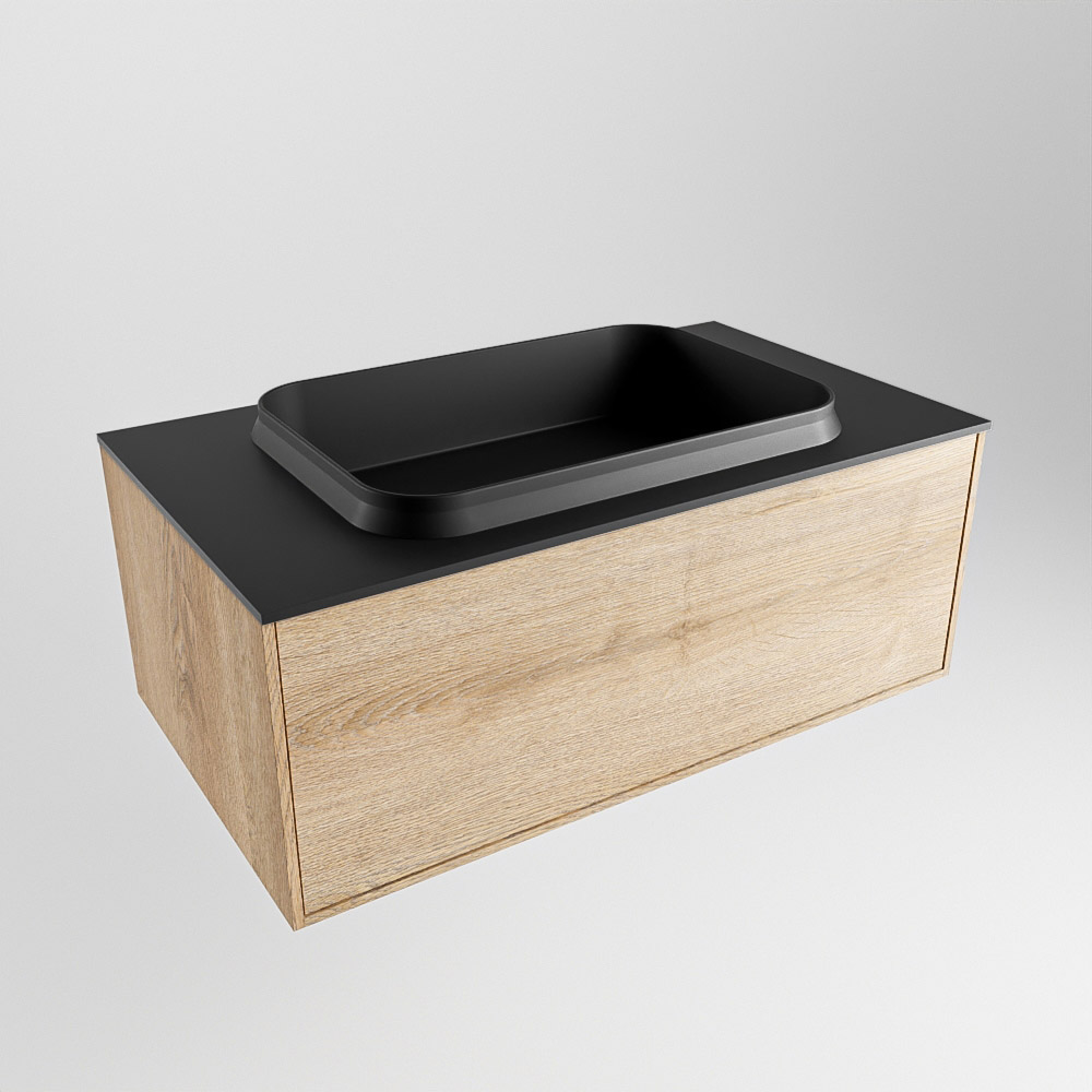 MONDIAZ ERIN 80cm mueble de baño color Washed Oak 1 cajón. Lavabo RIDGE Centro sin orificio color Urban. 4 MONDIAZ ERIN 80cm mueble de baño color Washed Oak 1 cajón. Lavabo RIDGE Centro sin orificio color Urban. - Imagen 4