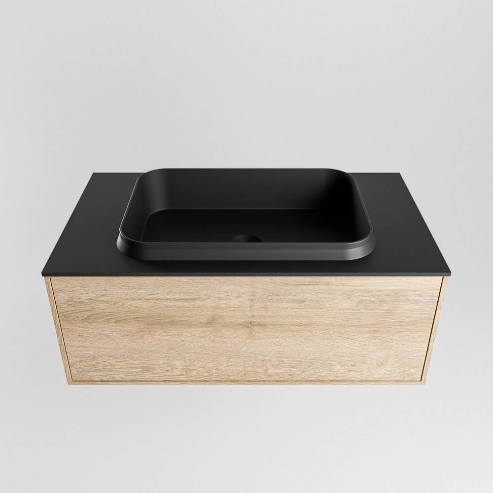 MONDIAZ ERIN 80cm mueble de baño color Washed Oak 1 cajón. Lavabo RIDGE Centro sin orificio color Urban. 5 MONDIAZ ERIN 80cm mueble de baño color Washed Oak 1 cajón. Lavabo RIDGE Centro sin orificio color Urban. - Imagen 5