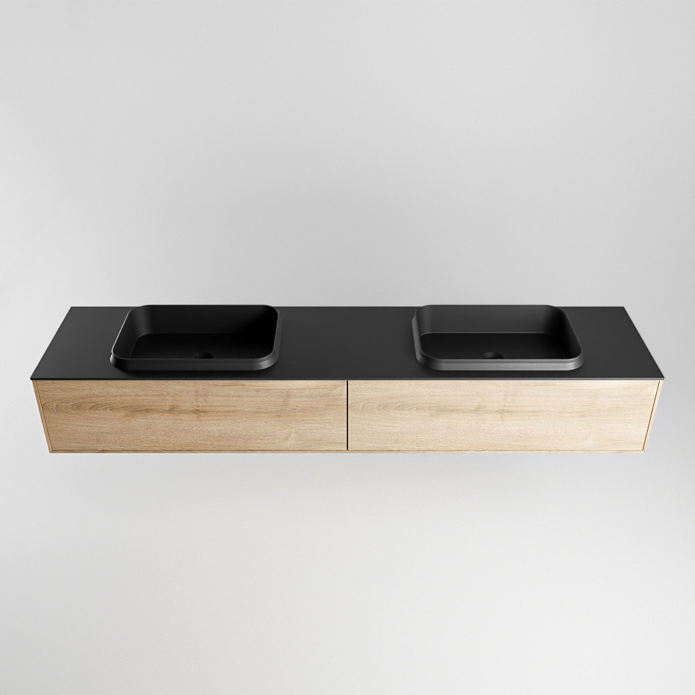 MONDIAZ ERIN 200cm mueble de baño color Washed Oak 2 cajones. Lavabo RIDGE Doble 2 orificios color Urban. 5 MONDIAZ ERIN 200cm mueble de baño color Washed Oak 2 cajones. Lavabo RIDGE Doble 2 orificios color Urban. - Imagen 5