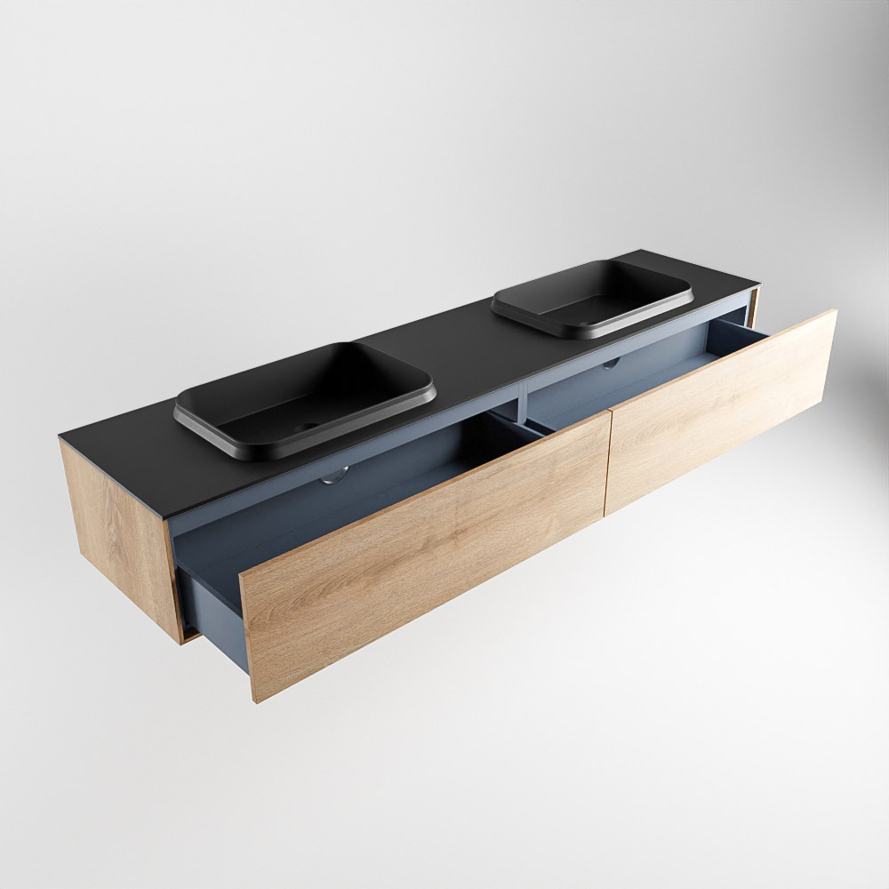 MONDIAZ ERIN 200cm mueble de baño color Washed Oak 2 cajones. Lavabo RIDGE Doble 2 orificios color Urban. 6 MONDIAZ ERIN 200cm mueble de baño color Washed Oak 2 cajones. Lavabo RIDGE Doble 2 orificios color Urban. - Imagen 6