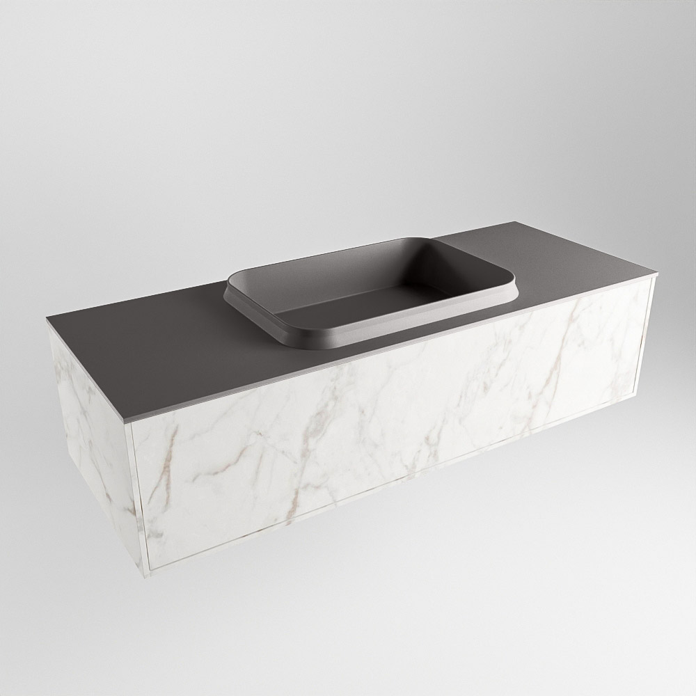 MONDIAZ ERIN 120cm mueble de baño color Carrara 1 cajón. Lavabo RIDGE Centro sin orificio color Dark Grey. 3 MONDIAZ ERIN 120cm mueble de baño color Carrara 1 cajón. Lavabo RIDGE Centro sin orificio color Dark Grey. - Imagen 3