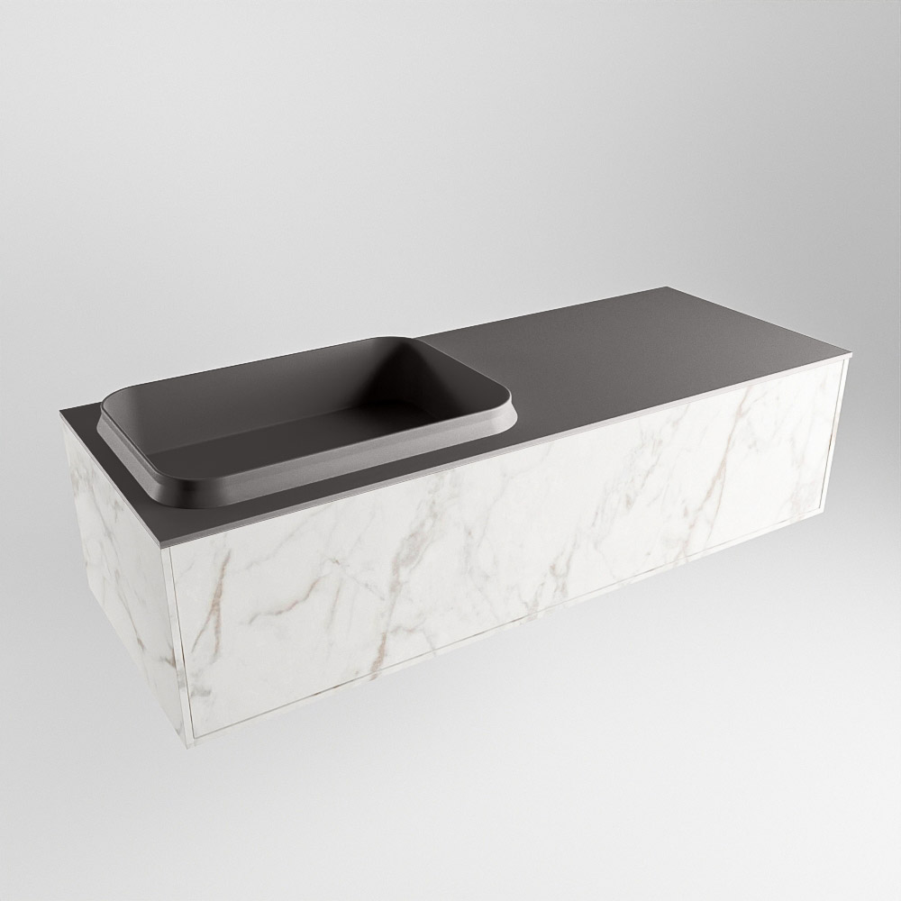 MONDIAZ ERIN 120cm mueble de baño color Carrara 1 cajón. Lavabo RIDGE Izquierda sin orificio color Dark Grey. 3 MONDIAZ ERIN 120cm mueble de baño color Carrara 1 cajón. Lavabo RIDGE Izquierda sin orificio color Dark Grey. - Imagen 3