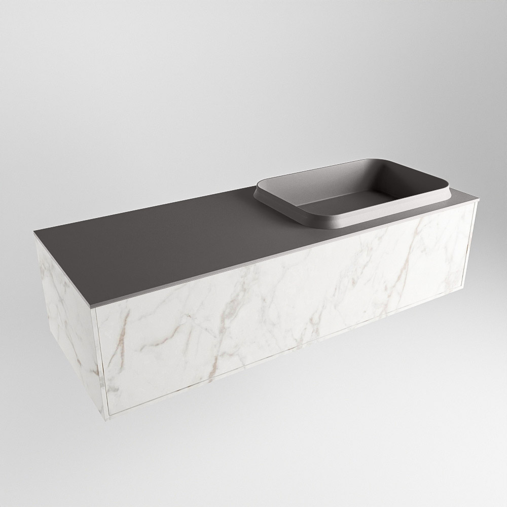 MONDIAZ ERIN 120cm mueble de baño color Carrara 1 cajón. Lavabo RIDGE Derecho 1 orificio color Dark Grey. 3 MONDIAZ ERIN 120cm mueble de baño color Carrara 1 cajón. Lavabo RIDGE Derecho 1 orificio color Dark Grey. - Imagen 3