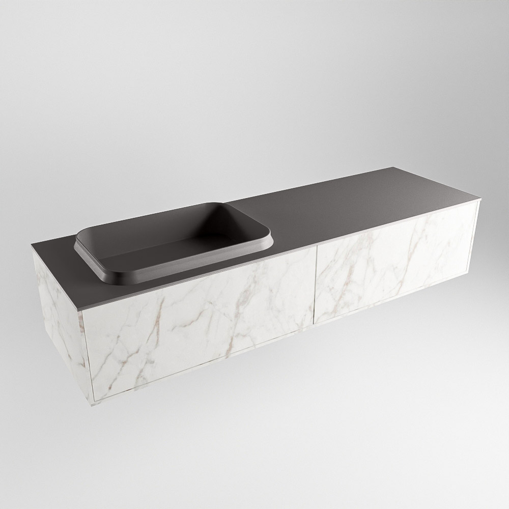 MONDIAZ ERIN 150cm mueble de baño color Carrara 2 cajones. Lavabo RIDGE Izquierda 1 orificio color Dark Grey. 3 MONDIAZ ERIN 150cm mueble de baño color Carrara 2 cajones. Lavabo RIDGE Izquierda 1 orificio color Dark Grey. - Imagen 3