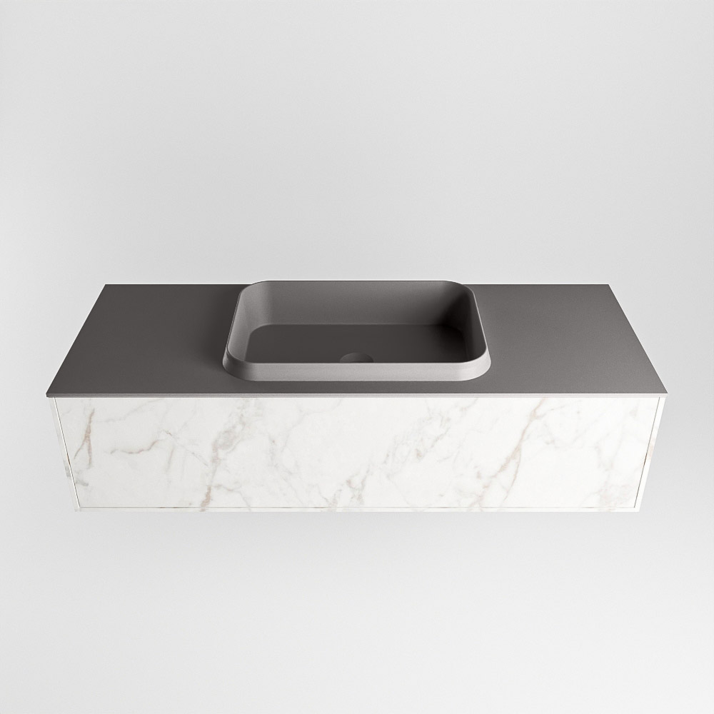 MONDIAZ ERIN 120cm mueble de baño color Carrara 1 cajón. Lavabo RIDGE Centro sin orificio color Dark Grey. 4 MONDIAZ ERIN 120cm mueble de baño color Carrara 1 cajón. Lavabo RIDGE Centro sin orificio color Dark Grey. - Imagen 4