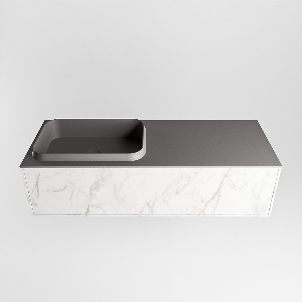 MONDIAZ ERIN 120cm mueble de baño color Carrara 1 cajón. Lavabo RIDGE Izquierda sin orificio color Dark Grey. 4 MONDIAZ ERIN 120cm mueble de baño color Carrara 1 cajón. Lavabo RIDGE Izquierda sin orificio color Dark Grey. - Imagen 4