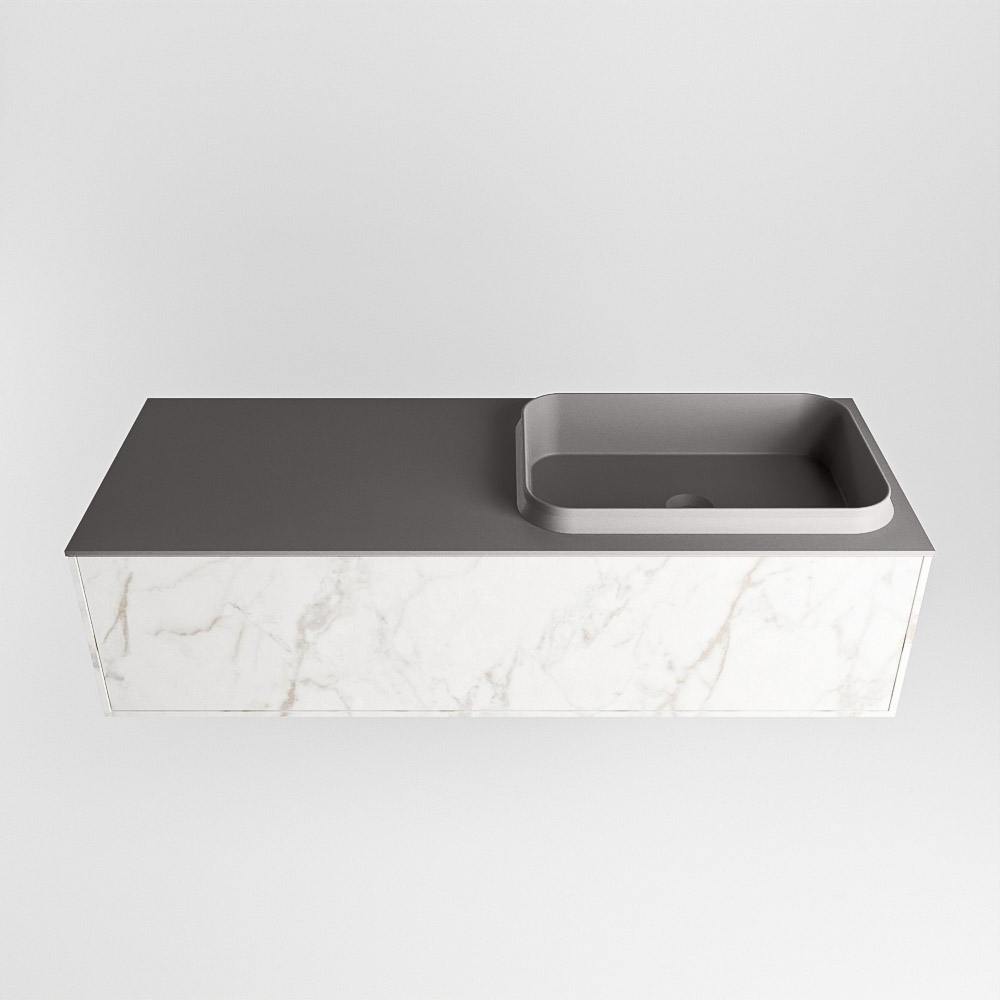 MONDIAZ ERIN 120cm mueble de baño color Carrara 1 cajón. Lavabo RIDGE Derecho 1 orificio color Dark Grey. 4 MONDIAZ ERIN 120cm mueble de baño color Carrara 1 cajón. Lavabo RIDGE Derecho 1 orificio color Dark Grey. - Imagen 4