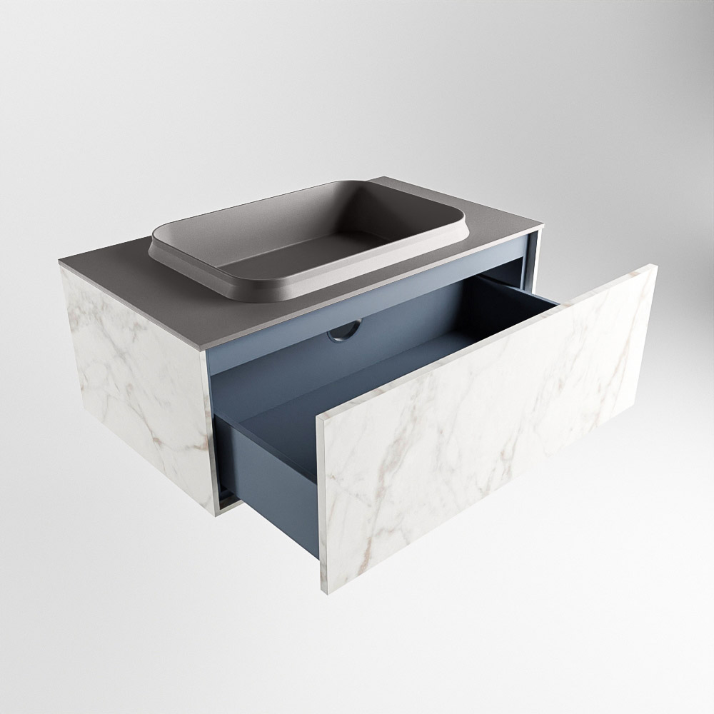 MONDIAZ ERIN 80cm mueble de baño color Carrara 1 cajón. Lavabo RIDGE Centro sin orificio color Dark Grey. 5 MONDIAZ ERIN 80cm mueble de baño color Carrara 1 cajón. Lavabo RIDGE Centro sin orificio color Dark Grey. - Imagen 5