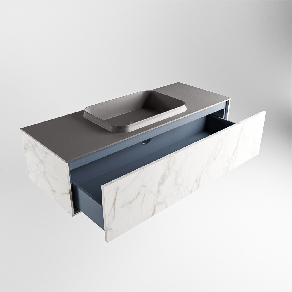 MONDIAZ ERIN 120cm mueble de baño color Carrara 1 cajón. Lavabo RIDGE Centro sin orificio color Dark Grey. 5 MONDIAZ ERIN 120cm mueble de baño color Carrara 1 cajón. Lavabo RIDGE Centro sin orificio color Dark Grey. - Imagen 5