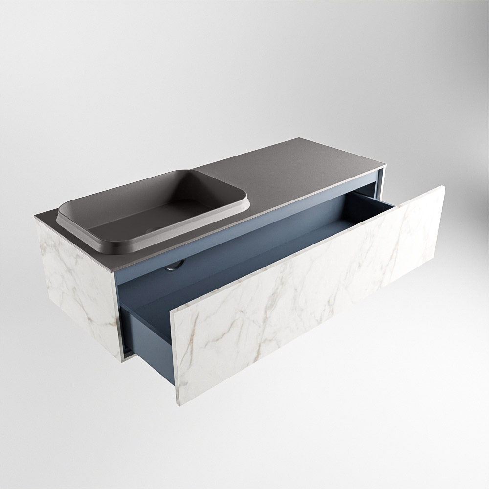 MONDIAZ ERIN 120cm mueble de baño color Carrara 1 cajón. Lavabo RIDGE Izquierda 1 orificio color Dark Grey. 5 MONDIAZ ERIN 120cm mueble de baño color Carrara 1 cajón. Lavabo RIDGE Izquierda 1 orificio color Dark Grey. - Imagen 5