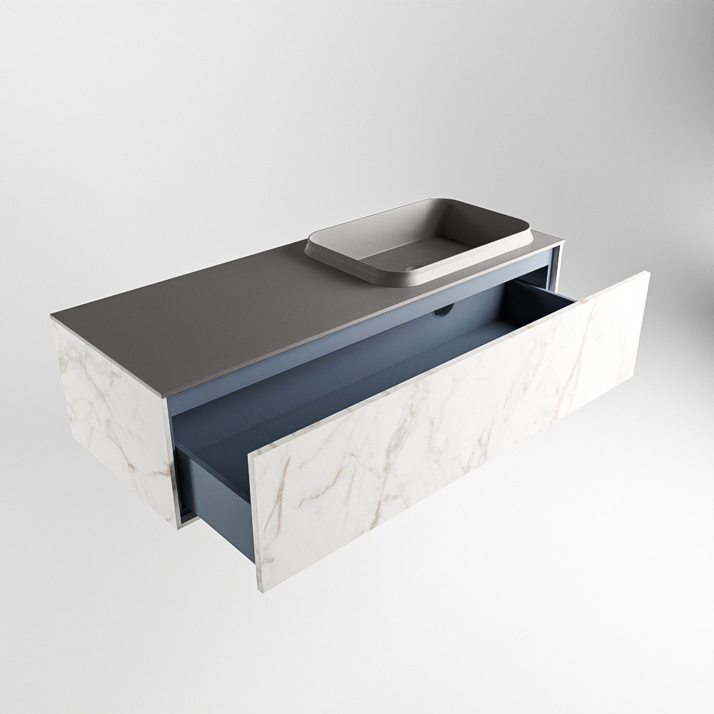 MONDIAZ ERIN 120cm mueble de baño color Carrara 1 cajón. Lavabo RIDGE Derecho 1 orificio color Dark Grey. 5 MONDIAZ ERIN 120cm mueble de baño color Carrara 1 cajón. Lavabo RIDGE Derecho 1 orificio color Dark Grey. - Imagen 5