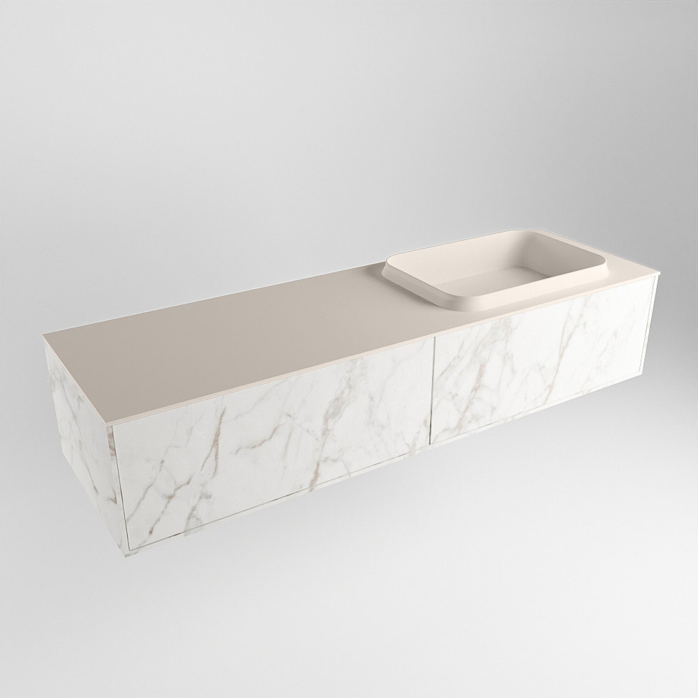 MONDIAZ ERIN 150cm mueble de baño color Carrara 2 cajones. Lavabo RIDGE Derecho sin orificio color Linen. 3 MONDIAZ ERIN 150cm mueble de baño color Carrara 2 cajones. Lavabo RIDGE Derecho sin orificio color Linen. - Imagen 3