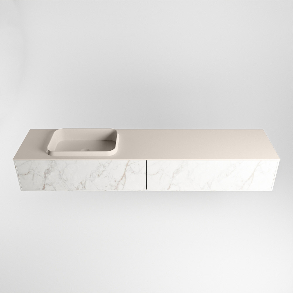 MONDIAZ ERIN 200cm mueble de baño color Carrara 2 cajones. Lavabo RIDGE Izquierda 1 orificio color Linen. 4 MONDIAZ ERIN 200cm mueble de baño color Carrara 2 cajones. Lavabo RIDGE Izquierda 1 orificio color Linen. - Imagen 4