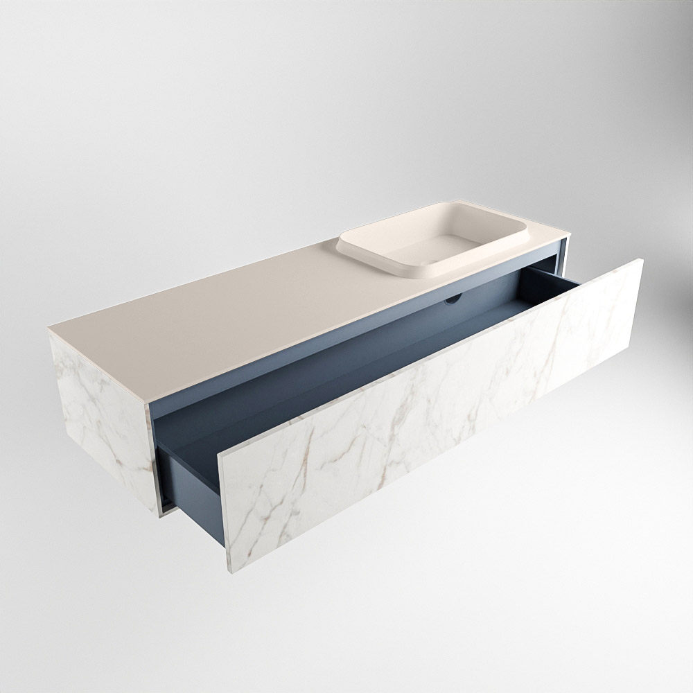 MONDIAZ ERIN 150cm mueble de baño color Carrara 1 cajón. Lavabo RIDGE Derecho 1 orificio color Linen. 5 MONDIAZ ERIN 150cm mueble de baño color Carrara 1 cajón. Lavabo RIDGE Derecho 1 orificio color Linen. - Imagen 5