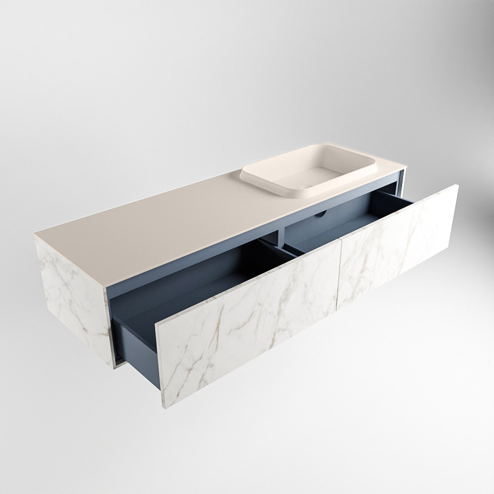 MONDIAZ ERIN 150cm mueble de baño color Carrara 2 cajones. Lavabo RIDGE Derecho sin orificio color Linen. 5 MONDIAZ ERIN 150cm mueble de baño color Carrara 2 cajones. Lavabo RIDGE Derecho sin orificio color Linen. - Imagen 5