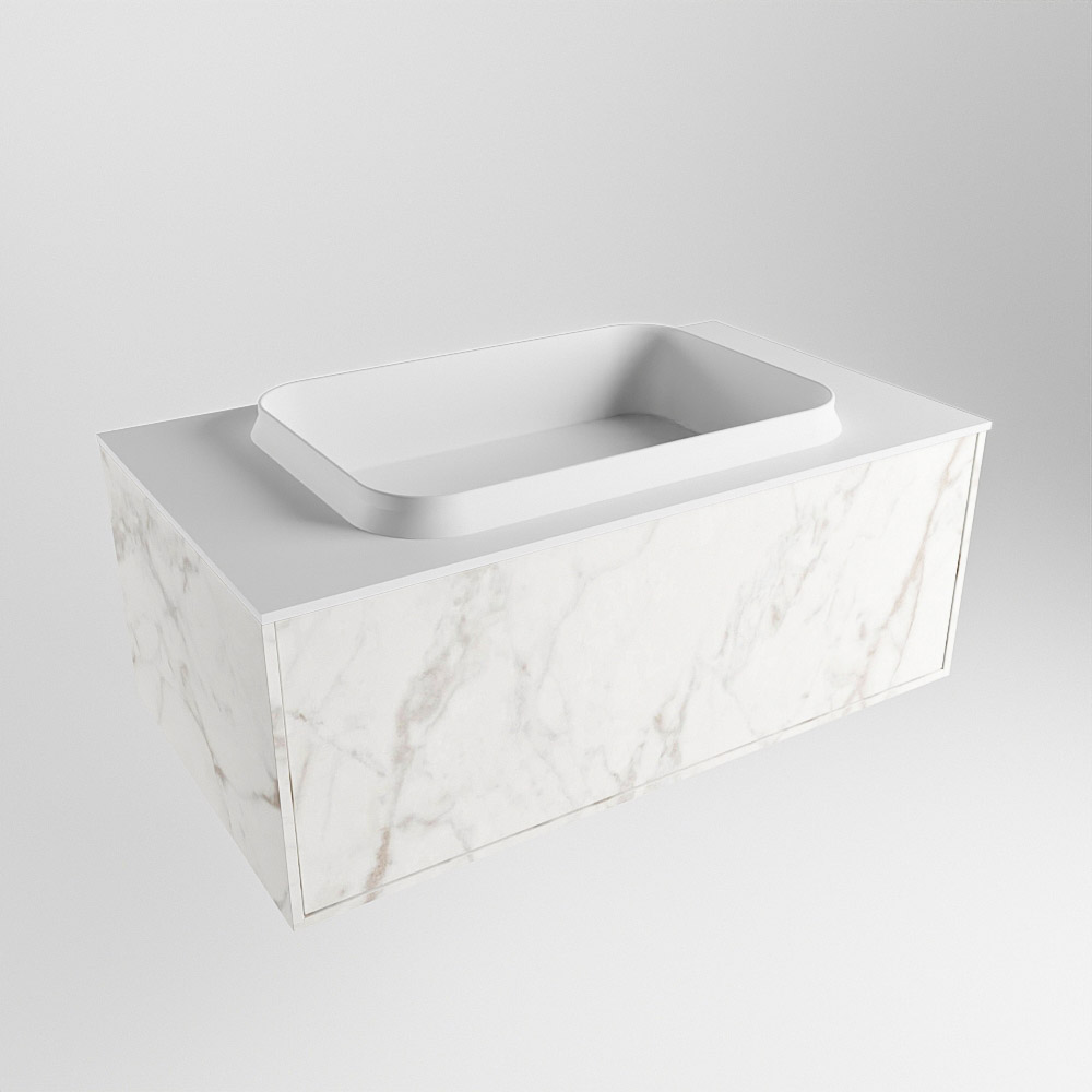 MONDIAZ ERIN 80cm mueble de baño color Carrara 1 cajón. Lavabo RIDGE Centro 1 orificio color Talc. 3 MONDIAZ ERIN 80cm mueble de baño color Carrara 1 cajón. Lavabo RIDGE Centro 1 orificio color Talc. - Imagen 3