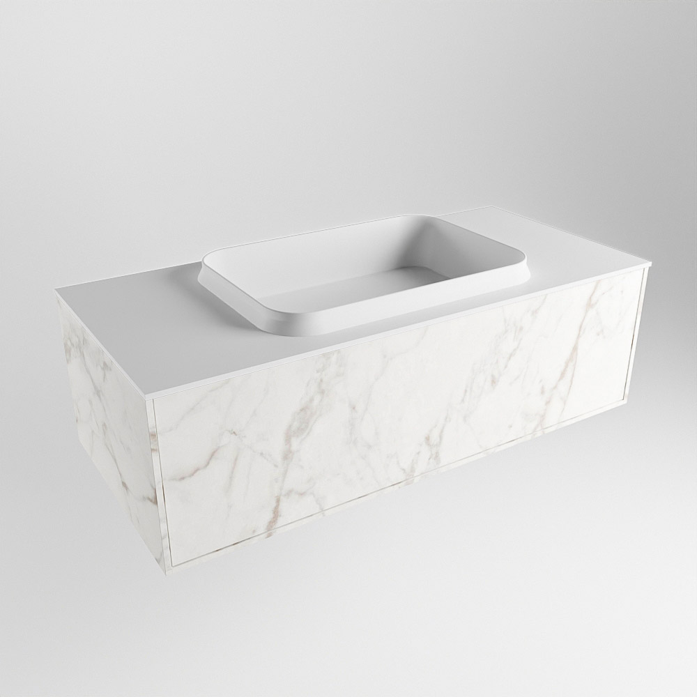 MONDIAZ ERIN 100cm mueble de baño color Carrara 1 cajón. Lavabo RIDGE Centro 1 orificio color Talc. 3 MONDIAZ ERIN 100cm mueble de baño color Carrara 1 cajón. Lavabo RIDGE Centro 1 orificio color Talc. - Imagen 3
