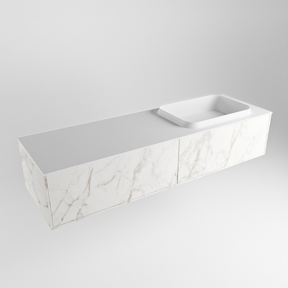 MONDIAZ ERIN 150cm mueble de baño color Carrara 2 cajones. Lavabo RIDGE Derecho sin orificio color Talc. 3 MONDIAZ ERIN 150cm mueble de baño color Carrara 2 cajones. Lavabo RIDGE Derecho sin orificio color Talc. - Imagen 3