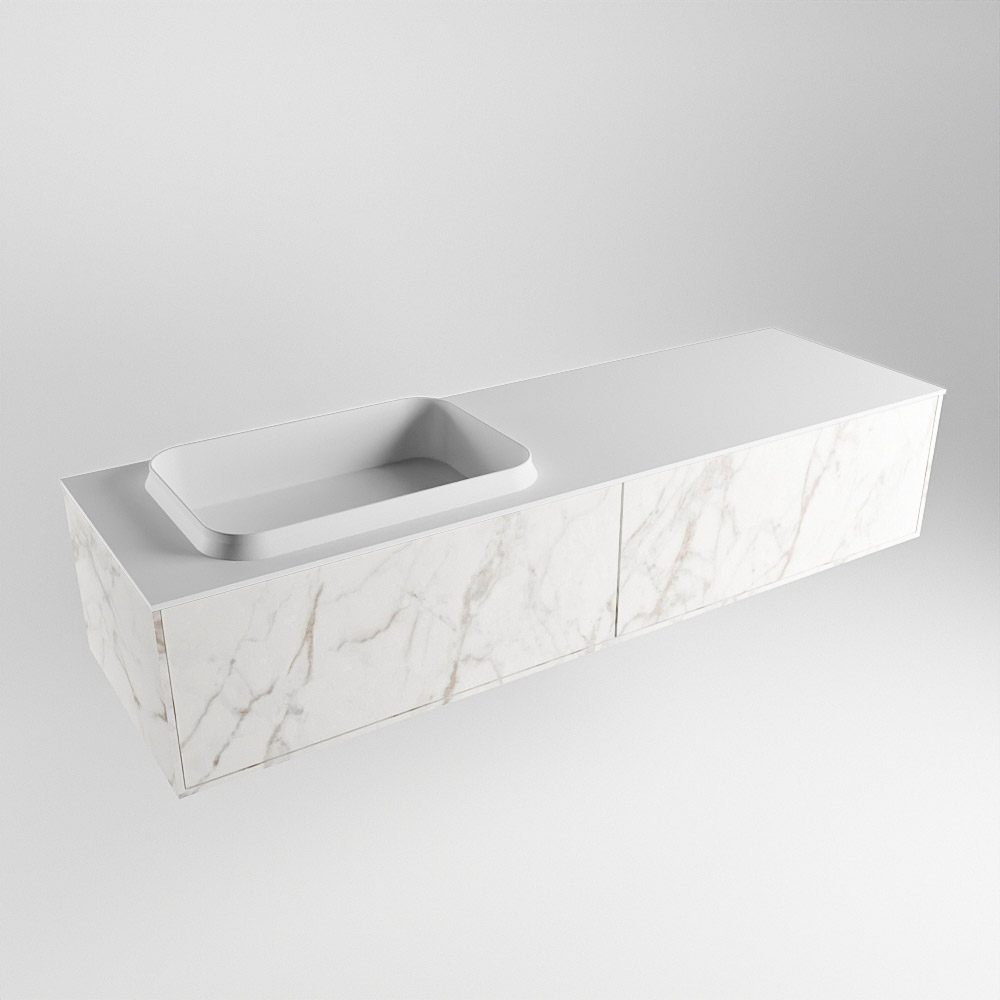 MONDIAZ ERIN 150cm mueble de baño color Carrara 2 cajones. Lavabo RIDGE Izquierda 1 orificio color Talc. 3 MONDIAZ ERIN 150cm mueble de baño color Carrara 2 cajones. Lavabo RIDGE Izquierda 1 orificio color Talc. - Imagen 3