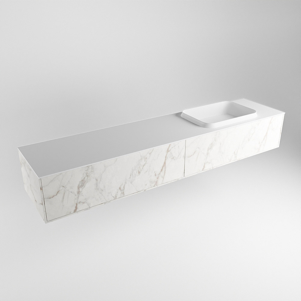 MONDIAZ ERIN 200cm mueble de baño color Carrara 2 cajones. Lavabo RIDGE Derecho sin orificio color Talc. 3 MONDIAZ ERIN 200cm mueble de baño color Carrara 2 cajones. Lavabo RIDGE Derecho sin orificio color Talc. - Imagen 3