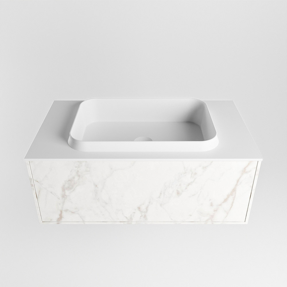 MONDIAZ ERIN 80cm mueble de baño color Carrara 1 cajón. Lavabo RIDGE Centro sin orificio color Talc. 4 MONDIAZ ERIN 80cm mueble de baño color Carrara 1 cajón. Lavabo RIDGE Centro sin orificio color Talc. - Imagen 4