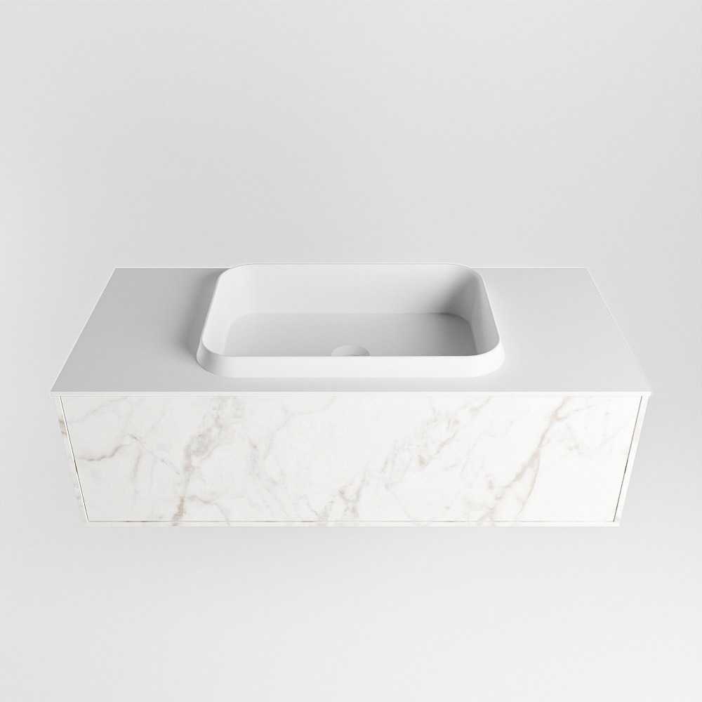 MONDIAZ ERIN 100cm mueble de baño color Carrara 1 cajón. Lavabo RIDGE Centro 1 orificio color Talc. 4 MONDIAZ ERIN 100cm mueble de baño color Carrara 1 cajón. Lavabo RIDGE Centro 1 orificio color Talc. - Imagen 4