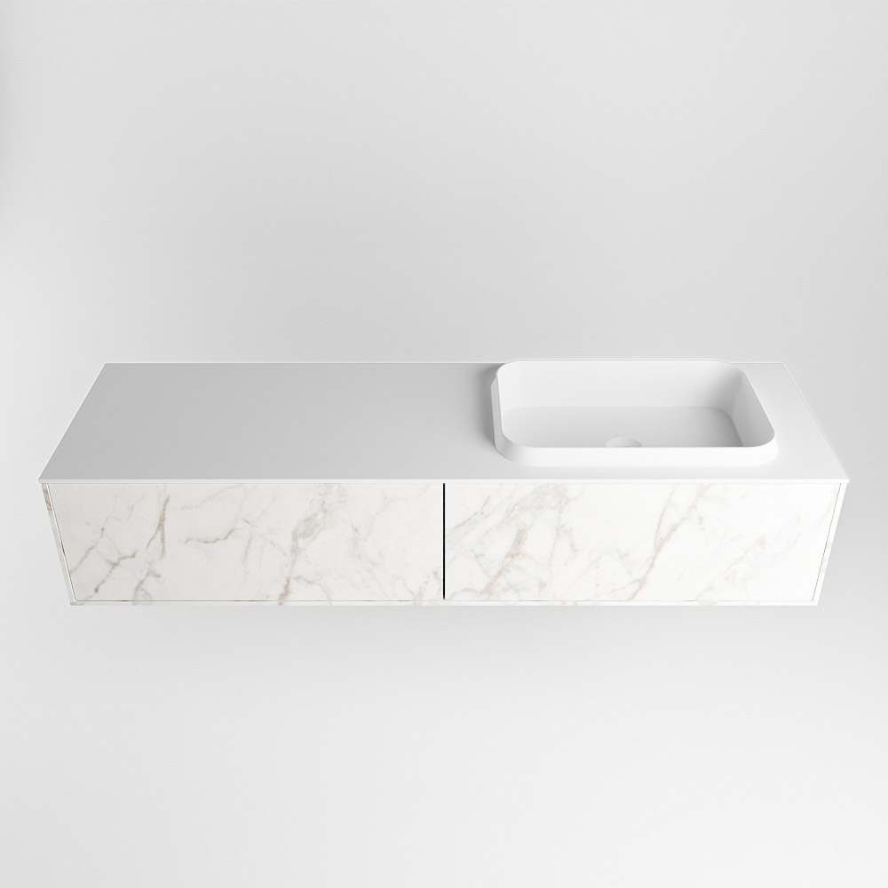 MONDIAZ ERIN 150cm mueble de baño color Carrara 2 cajones. Lavabo RIDGE Derecho sin orificio color Talc. 4 MONDIAZ ERIN 150cm mueble de baño color Carrara 2 cajones. Lavabo RIDGE Derecho sin orificio color Talc. - Imagen 4