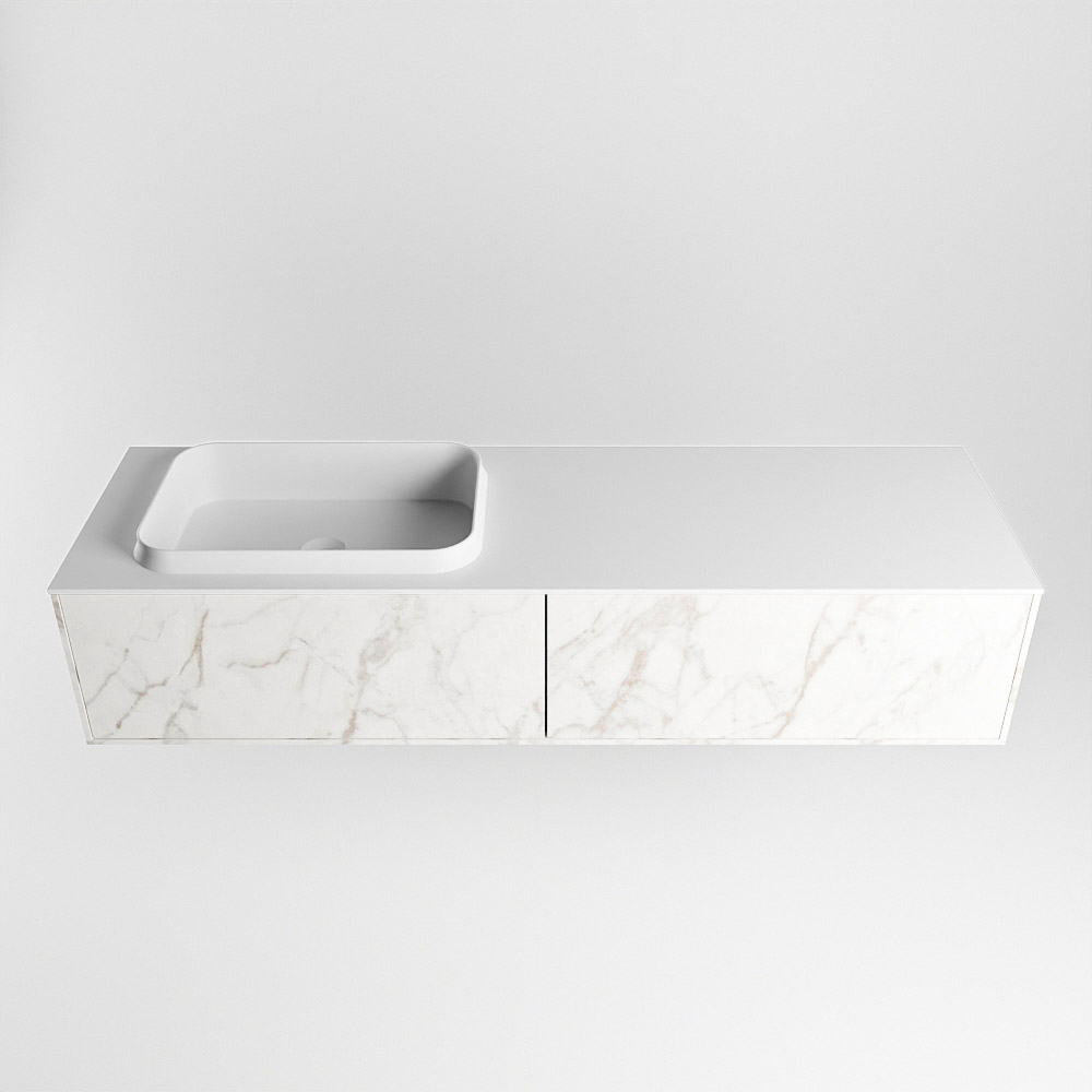MONDIAZ ERIN 150cm mueble de baño color Carrara 2 cajones. Lavabo RIDGE Izquierda 1 orificio color Talc. 4 MONDIAZ ERIN 150cm mueble de baño color Carrara 2 cajones. Lavabo RIDGE Izquierda 1 orificio color Talc. - Imagen 4
