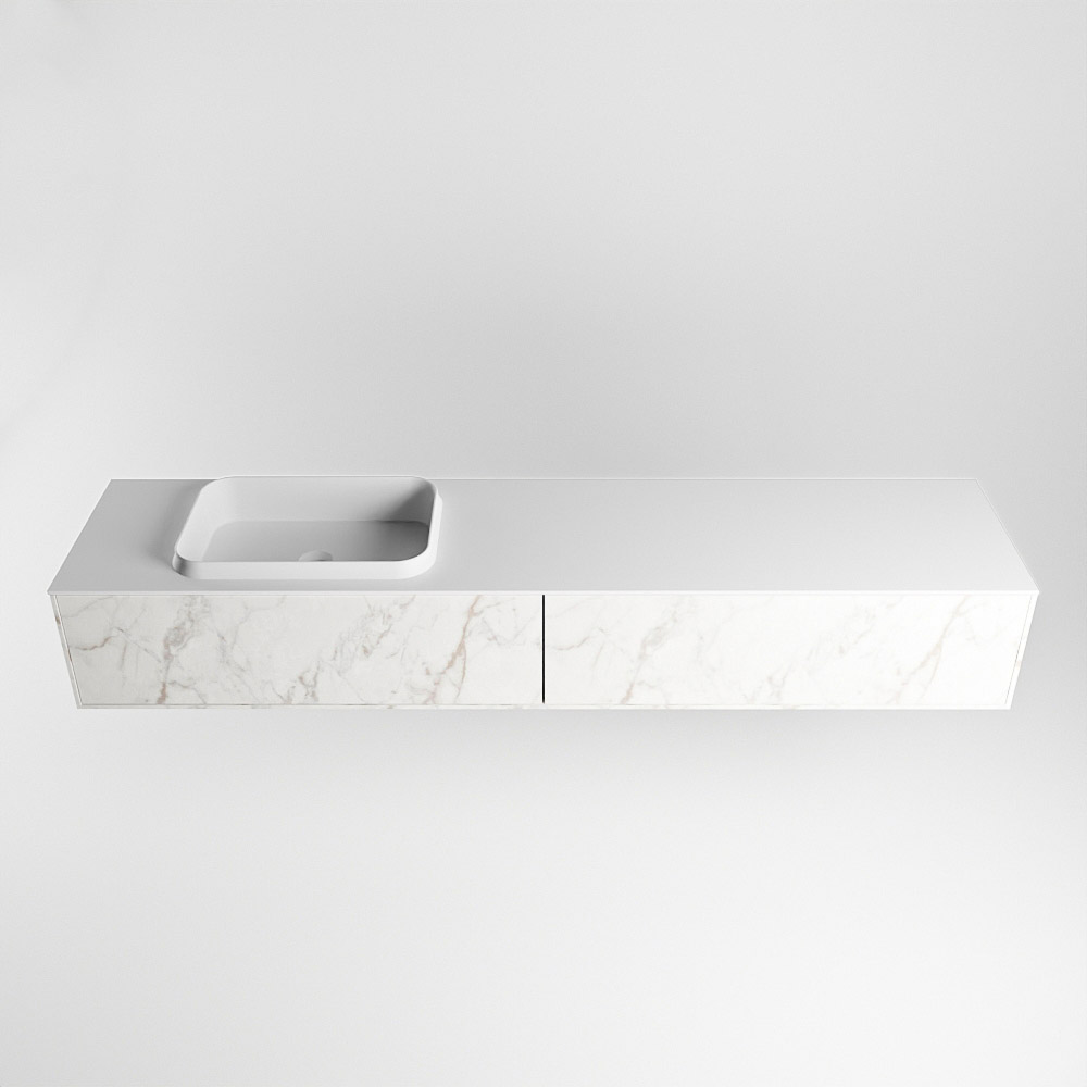 MONDIAZ ERIN 200cm mueble de baño color Carrara 2 cajones. Lavabo RIDGE Izquierda sin orificio color Talc. 4 MONDIAZ ERIN 200cm mueble de baño color Carrara 2 cajones. Lavabo RIDGE Izquierda sin orificio color Talc. - Imagen 4