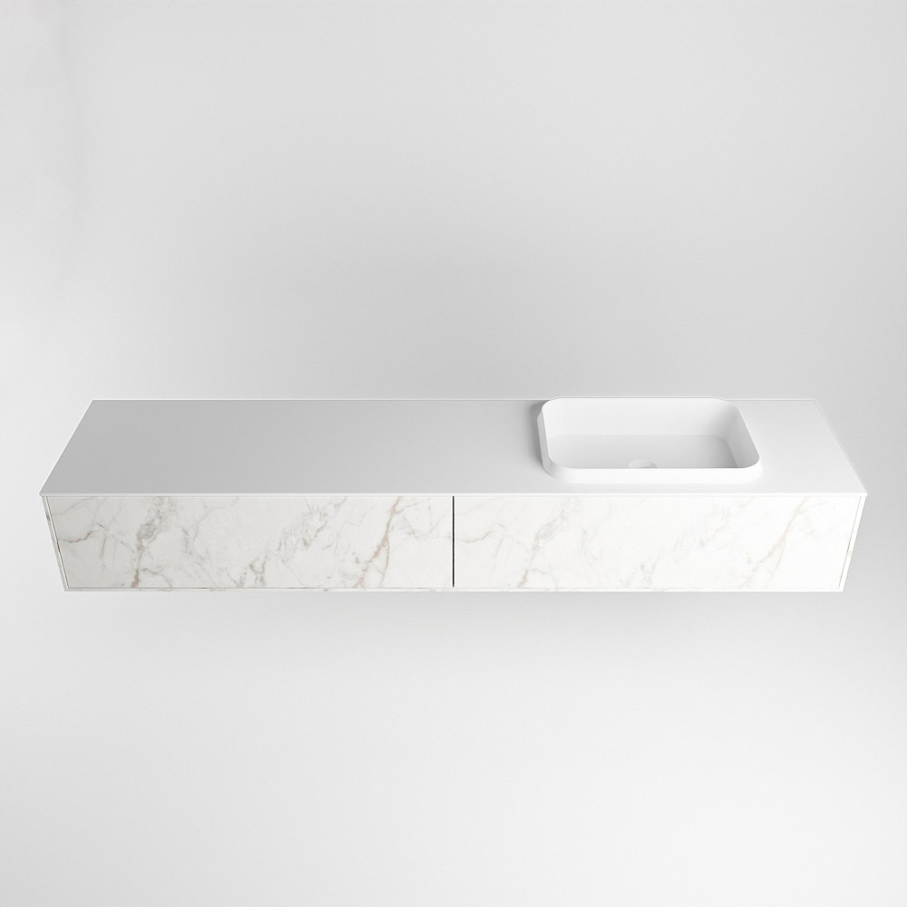 MONDIAZ ERIN 200cm mueble de baño color Carrara 2 cajones. Lavabo RIDGE Derecho 1 orificio color Talc. 4 MONDIAZ ERIN 200cm mueble de baño color Carrara 2 cajones. Lavabo RIDGE Derecho 1 orificio color Talc. - Imagen 4