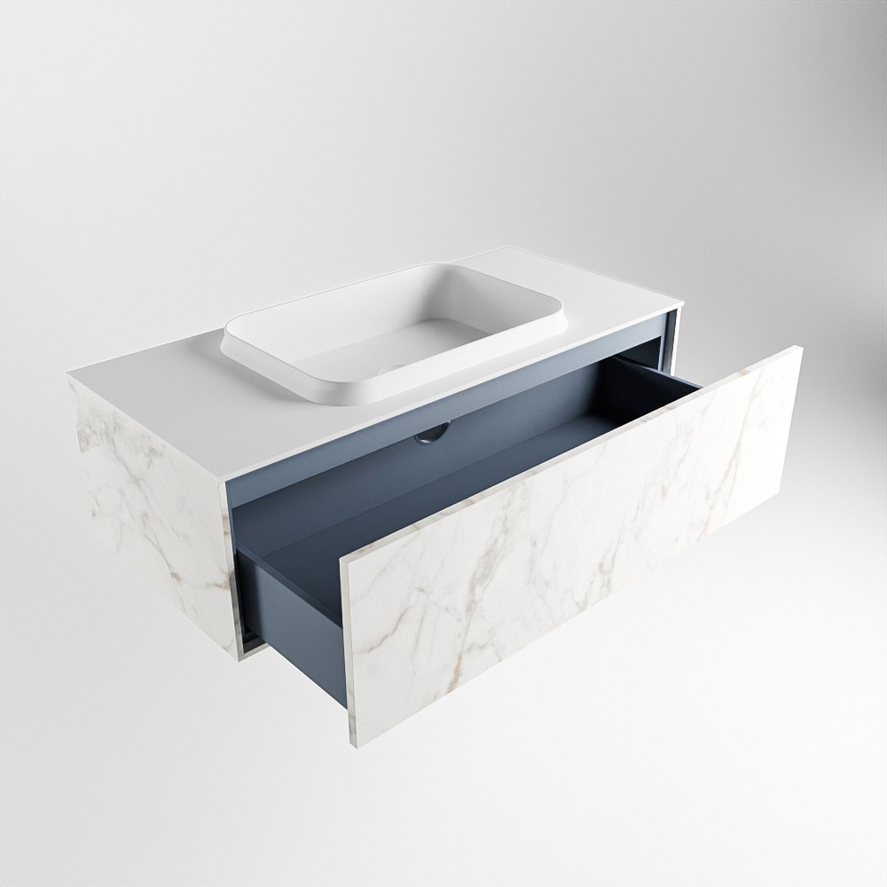 MONDIAZ ERIN 100cm mueble de baño color Carrara 1 cajón. Lavabo RIDGE Centro 1 orificio color Talc. 5 MONDIAZ ERIN 100cm mueble de baño color Carrara 1 cajón. Lavabo RIDGE Centro 1 orificio color Talc. - Imagen 5