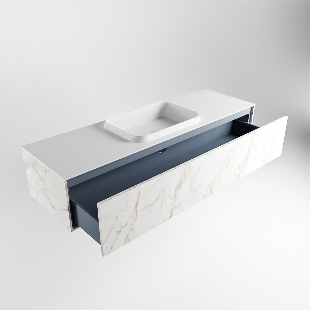 MONDIAZ ERIN 150cm mueble de baño color Carrara 1 cajón. Lavabo RIDGE Centro sin orificio color Talc. 5 MONDIAZ ERIN 150cm mueble de baño color Carrara 1 cajón. Lavabo RIDGE Centro sin orificio color Talc. - Imagen 5
