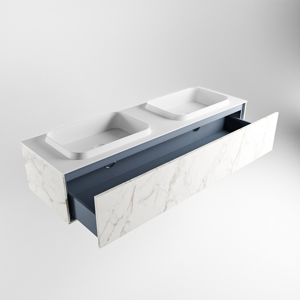 MONDIAZ ERIN 150cm mueble de baño color Carrara 1 cajón. Lavabo RIDGE Doble sin orificio color Talc. 5 MONDIAZ ERIN 150cm mueble de baño color Carrara 1 cajón. Lavabo RIDGE Doble sin orificio color Talc. - Imagen 5