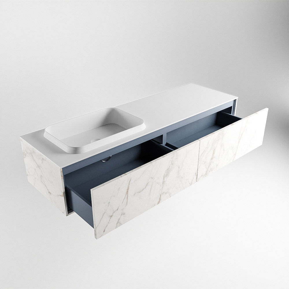 MONDIAZ ERIN 150cm mueble de baño color Carrara 2 cajones. Lavabo RIDGE Izquierda 1 orificio color Talc. 5 MONDIAZ ERIN 150cm mueble de baño color Carrara 2 cajones. Lavabo RIDGE Izquierda 1 orificio color Talc. - Imagen 5