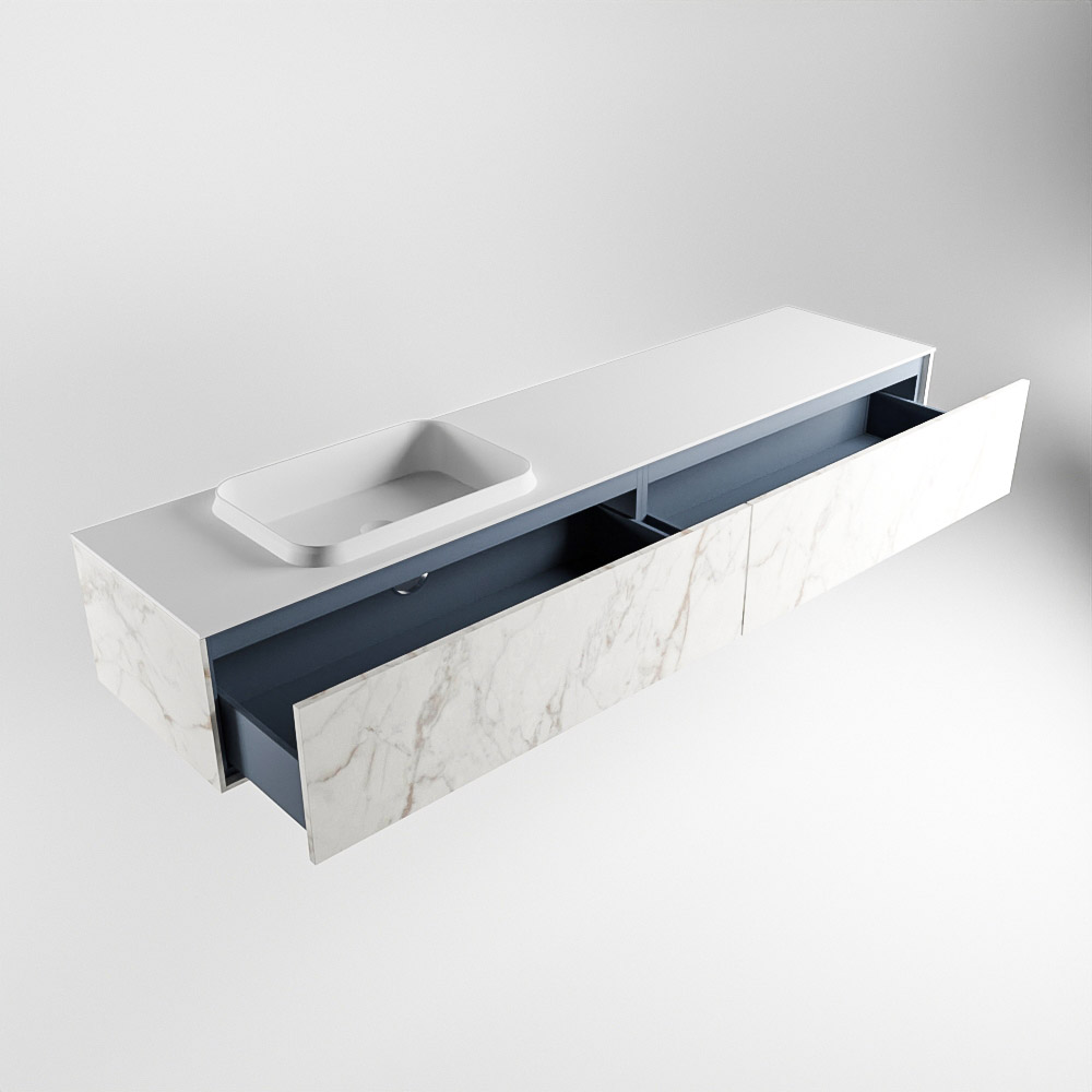 MONDIAZ ERIN 200cm mueble de baño color Carrara 2 cajones. Lavabo RIDGE Izquierda sin orificio color Talc. 5 MONDIAZ ERIN 200cm mueble de baño color Carrara 2 cajones. Lavabo RIDGE Izquierda sin orificio color Talc. - Imagen 5