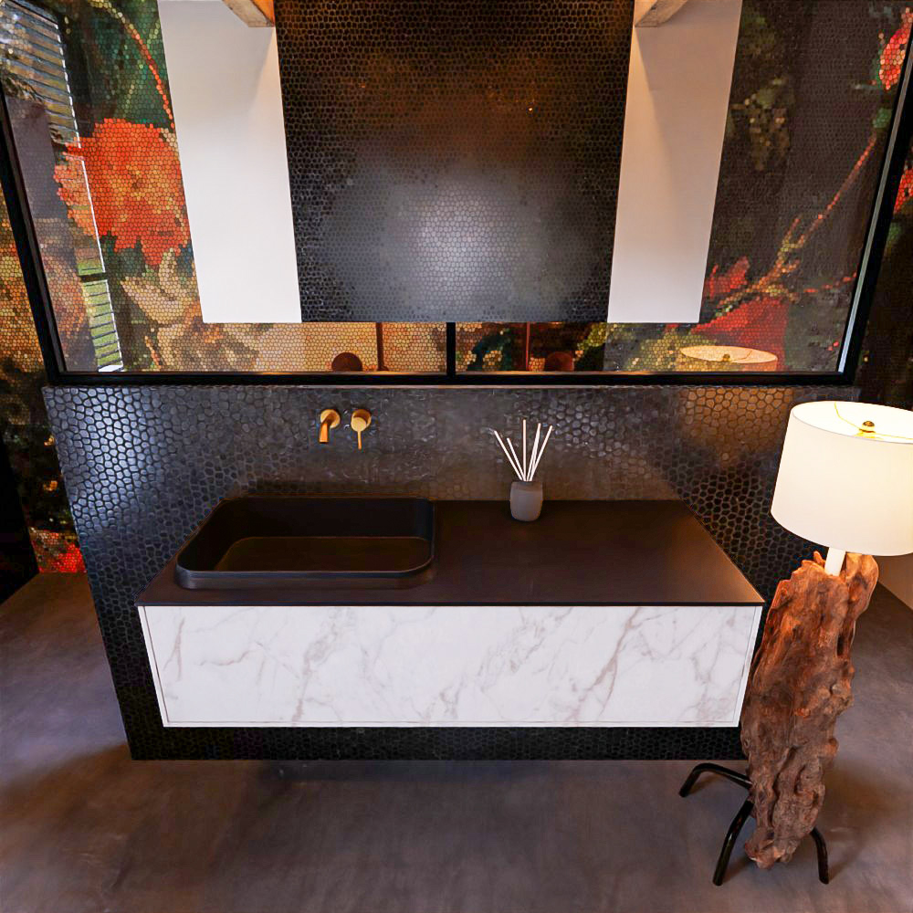 MONDIAZ ERIN 120cm mueble de baño color Carrara 1 cajón. Lavabo RIDGE Izquierda sin orificio color Urban. 2 MONDIAZ ERIN 120cm mueble de baño color Carrara 1 cajón. Lavabo RIDGE Izquierda sin orificio color Urban. - Imagen 2