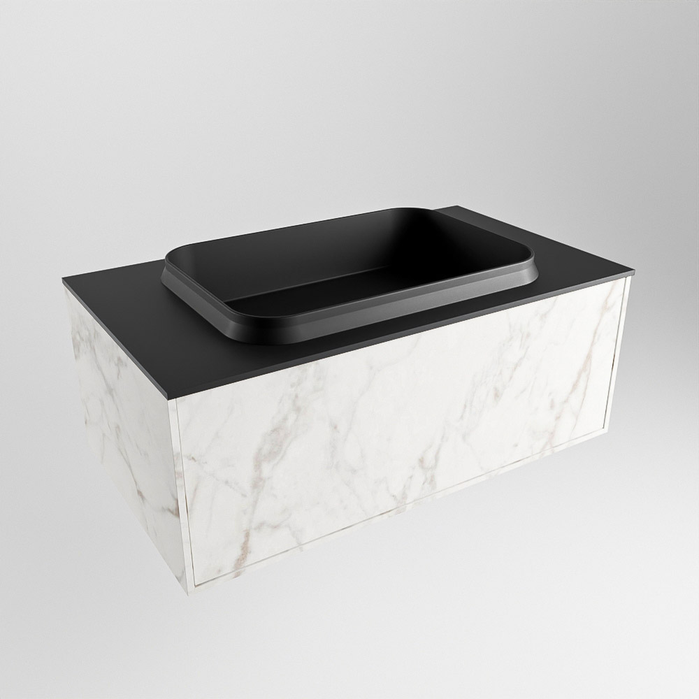 MONDIAZ ERIN 80cm mueble de baño color Carrara 1 cajón. Lavabo RIDGE Centro 1 orificio color Urban. 3 MONDIAZ ERIN 80cm mueble de baño color Carrara 1 cajón. Lavabo RIDGE Centro 1 orificio color Urban. - Imagen 3